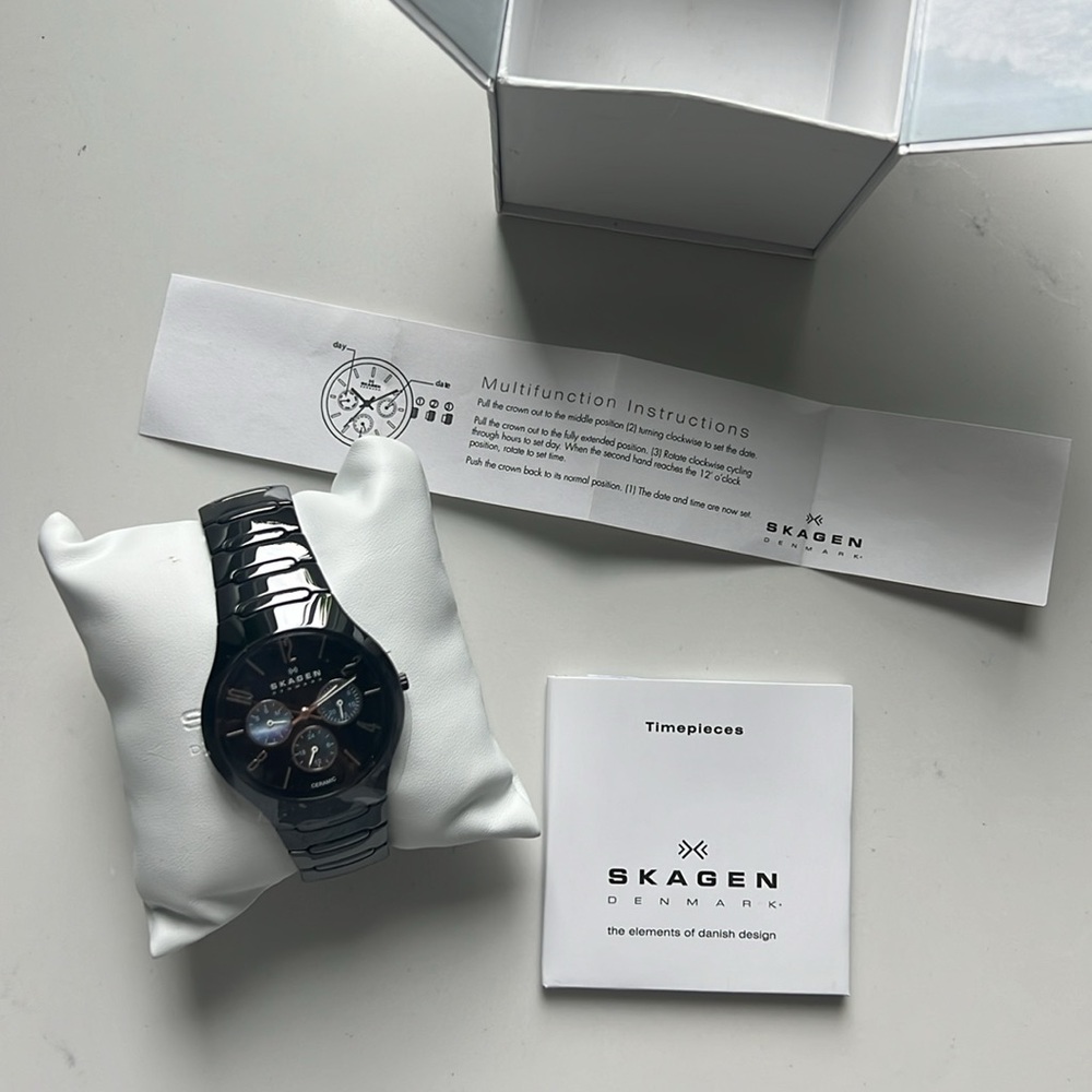 NEW Men’s Skagen Watch: Skagen Black Multifunction Ceramic Watch - Picture 7 of 10